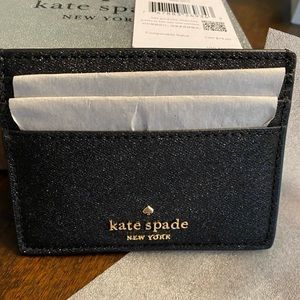 Kate Spade shimmy glitter boxed small cardholder- black